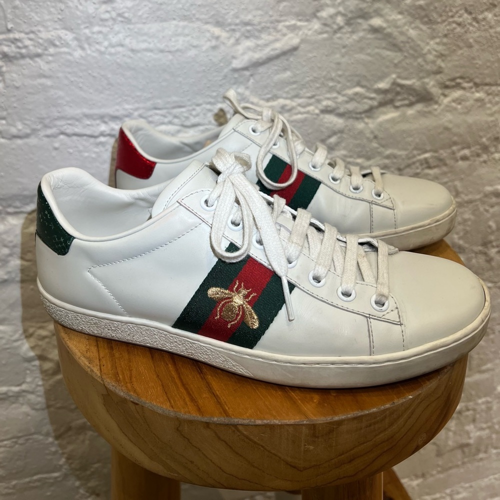 Gucci Ace White Leather Sneakers with Bee - Picture 3 of 9